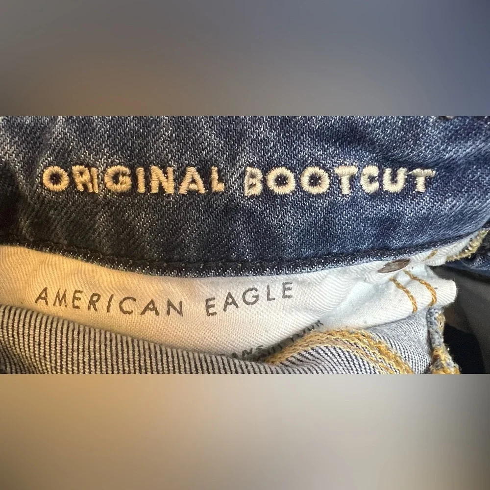 American Eagle Airflex + Original Bootcut Mens 26 x 27 Jeans AE SHORT Whiskering